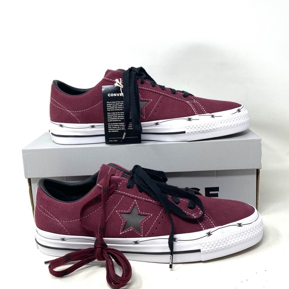 Converse One Star Pro OX Shoes Low Men's Sneakers Skate Suede Bordeaux A05091C - Picture 9 of 11